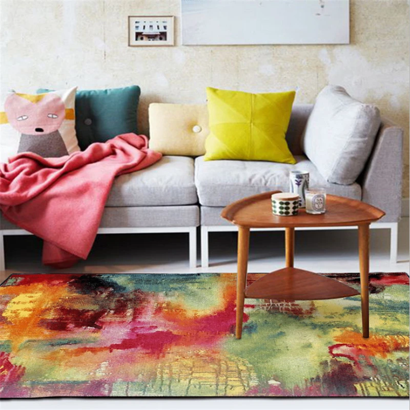 European and American Abstract Oil Painting Color Carpet Area Rug for Living Room Coffee Table Area Rugs Anti-slip Floor Mat