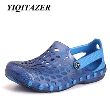 YIQITAZER/ г.; Новое поступление; модные летние пляжные мужские сандалии; обувь для мужчин; светильник без шнуровки; крутая Повседневная прозрачная мужская обувь