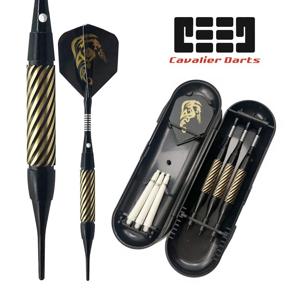 

Cavalier 3PCS 17g Professional Electronic Darts Soft Tip Darts Black Golde Body Indoor Dartboard Games
