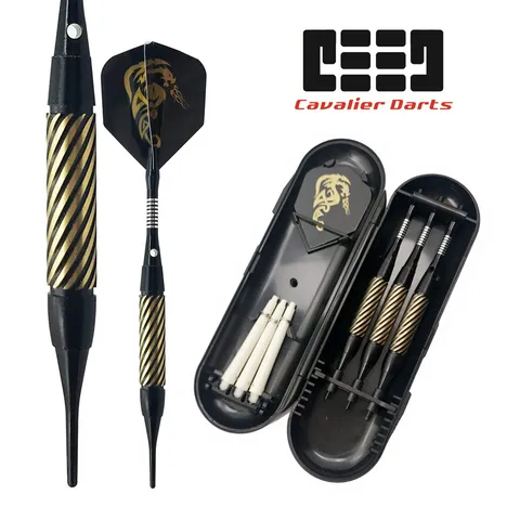 Jogos de Dardos Cavalier Profissional Dardos Eletrônicos Ponta Macia Golde Preto Corpo Indoor 3pcs 17g