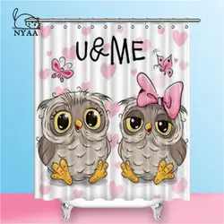 NYAA два милые совы на фон сердца занавески для душа полиэстер ткань шторы домашний декор