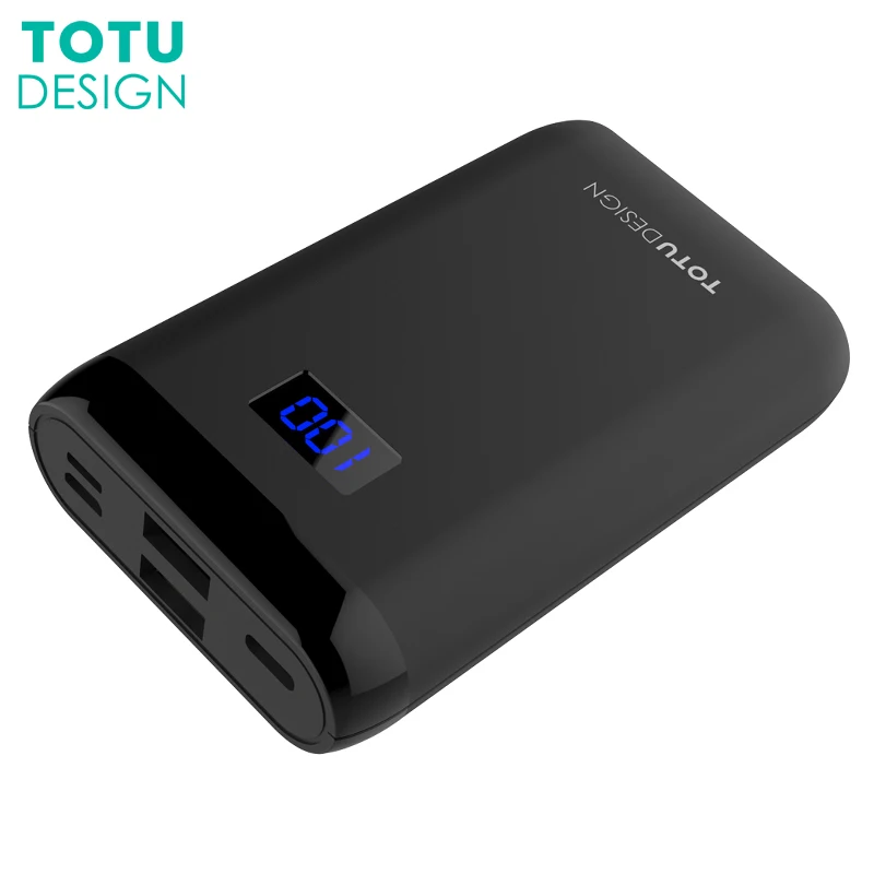 Портативное Внешнее зарядное устройство TOTU 10000 мАч с ЖК дисплеем типа C Micro USB для