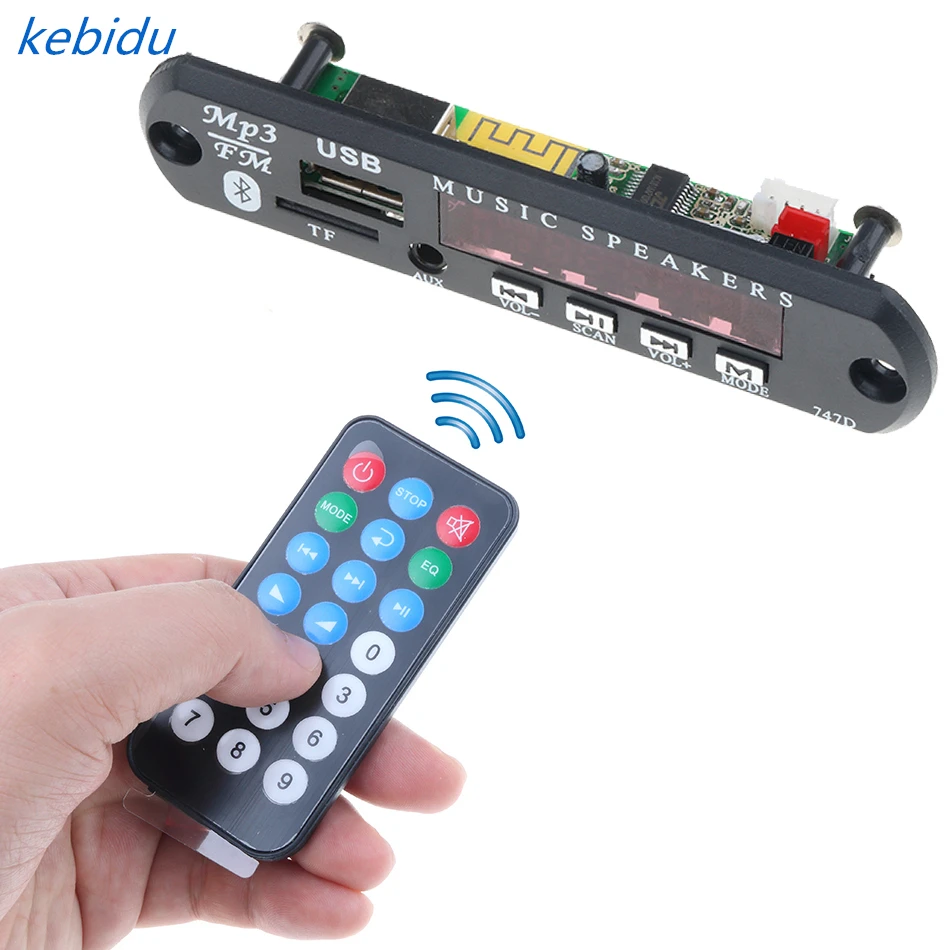 

Kebidu 5V 12V 24V WMA MP3 Audio 3.5mm MP3 Player Decoder Board USB TF Radio FM AUX Wireless Bluetooth Module For Car for iPhone