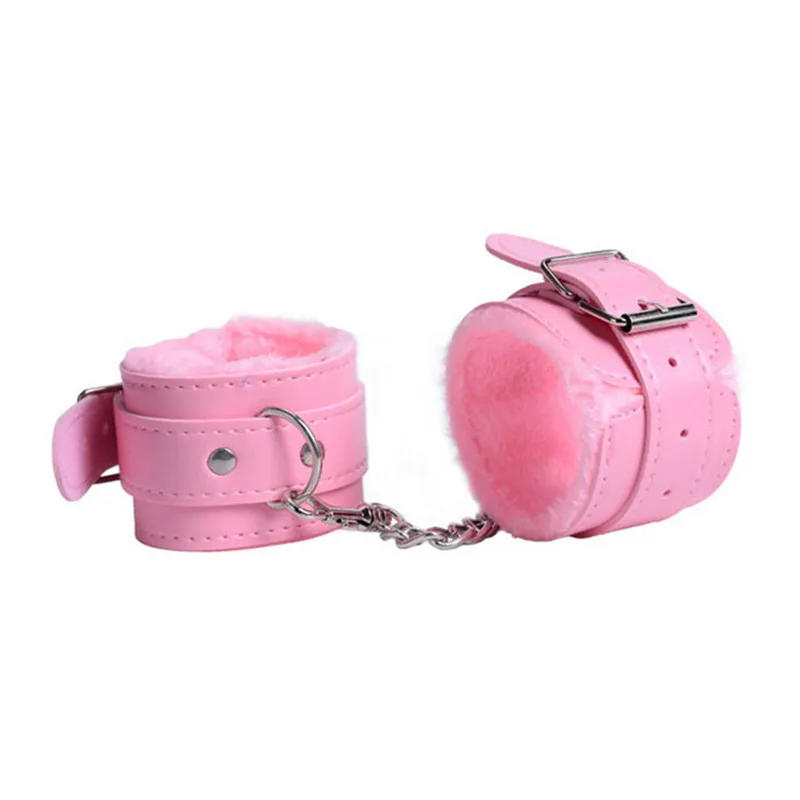 Регулируемый плюшевый наручник для секса, наручники для лодыжки, наручники для БДСМ, набор ограничителей, секс-игрушки для взрослых женщин, экзотические аксессуары - Цвет: Pink