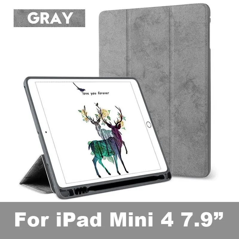 Для нового iPad mini 5 Чехол 7," с карандашом Держатель смарт ткань текстура мягкий силиконовый чехол для iPad mini 1 2 3 4 Funda Capa - Цвет: For mini 4 Gray 04