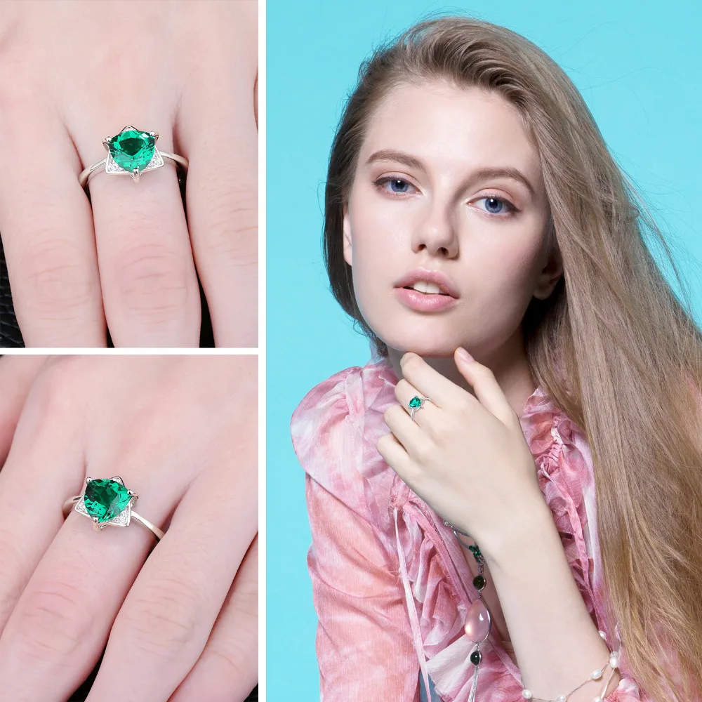 Jewelrypalace Треугольники Форма 1.68ct создания Изумрудный Обручение кольцо очарование