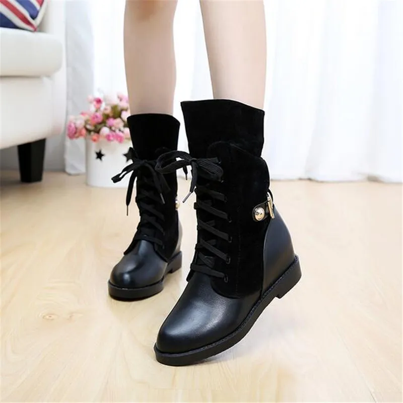 2016 Новые Женские Зимние Сапоги Высокое Качество Твердые босоножки Дамы PU Моды