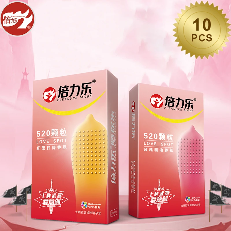 Beilile 10 шт. презерватив с надписью True Love Lemon в 520 горошек романтическое розовое