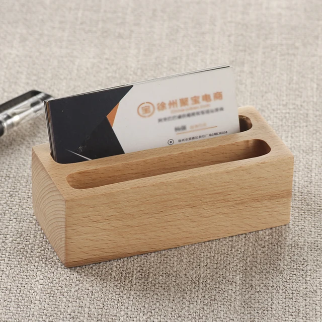 wooden business card holder