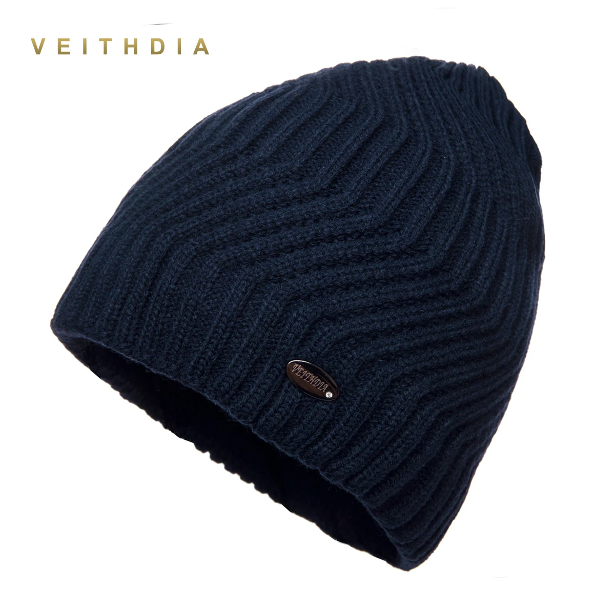 

VEITHDIA Men Winter Hat Skullies Hats beanies Knitted plus velvet Patchwork Color Cap Men's Hat Gorro cap Thicken warm