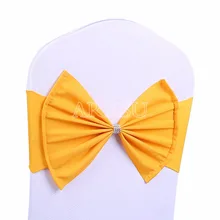 50 шт./лот желтый свадьба стул створки галстук акрил крышка стула эластичной вставкой стул пояса спандекс крышка стул