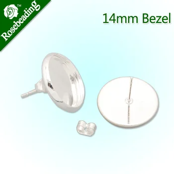 

14MM Silver plated stud earring,earring bezels,earring blank,fit 14mm glass cabochon;sold 50pcs/lot