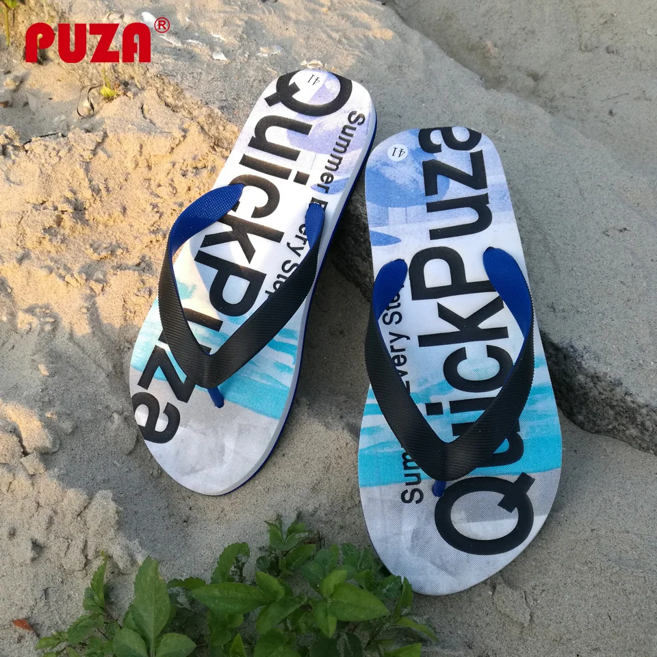 PUZA Flip Flops Men Sandals Flat Slipper Summer Beach Male Slides Rubber Eva Home Fashion Brand Flip-Flops 2018 New | Обувь
