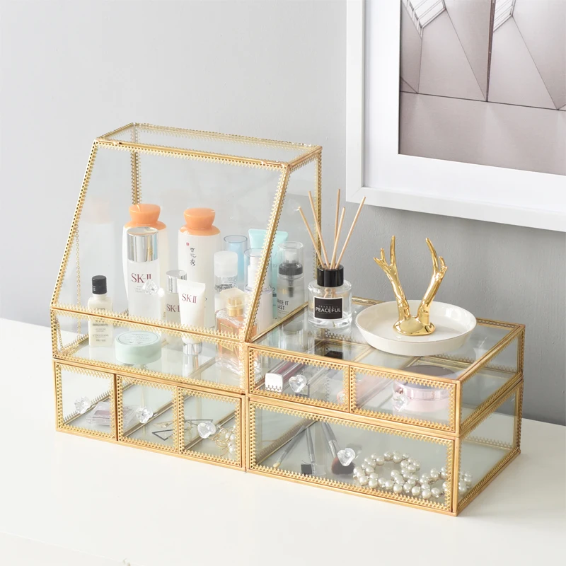  Jewelry Box European Bedroom Glass Cosmetics Dressing Table Skin Care Products Desktop Finishing Du - 32920926039