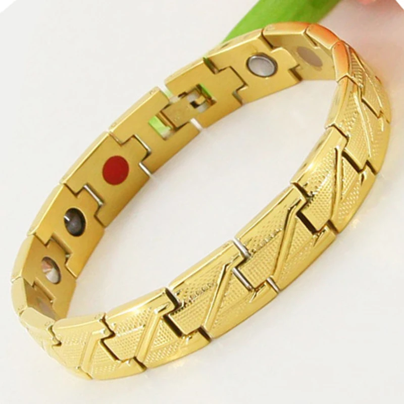 Buy Gold Stainless Steel Bracelet for Men Negative Ion