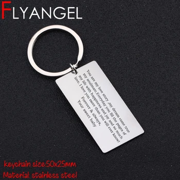 

FLYANGEL Hot Jewelry Keychain Lover Couples Keyring Engraved You Are My Love Story Your Sweet Baby Cute Car Key Tag Gifts