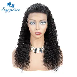 Сапфир глубоко курчавый парик бразильский Синтетические волосы на кружеве человеческих волос парики с ребенком волос Синтетические