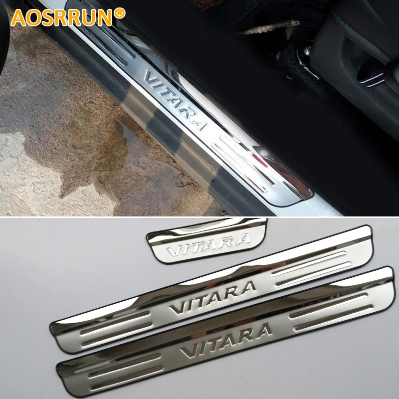 AOSRRUN Stainless steel Door Sill scuff plate Door pedal Car Accessories Car Styling For Suzuki Vitara