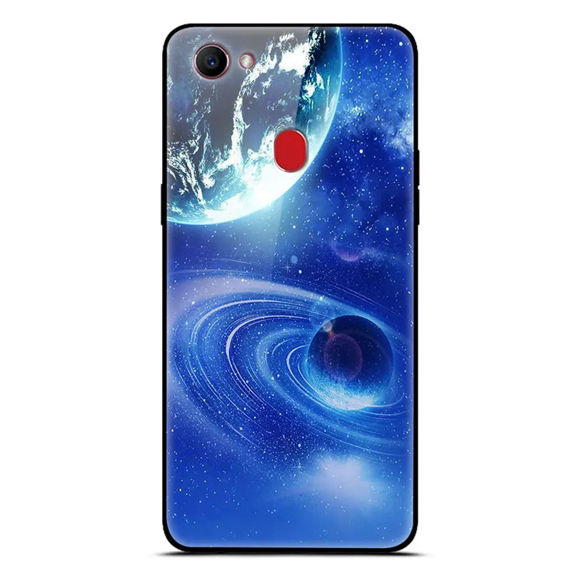 3 Чехол для телефона для OPPO F9 крышка из закаленного Стекло мягкий силиконовый край планета, звезда чехол для OPPO F7 F9 Pro A7X настоящий я 1 жесткий чехол - Цвет: 3