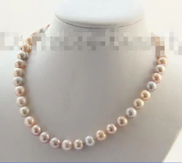 

Free shipping hot sale Women Bridal Wedding Jewelry >>AAA big 10mm round pink purple Edison keshi reborn pearl necklace