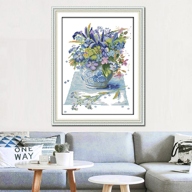 Joy Sunday,Blossom,cross stitch embroidery set,printing cloth embroidery kit,cross stitch needlework,Flower picture cross stitch (1)