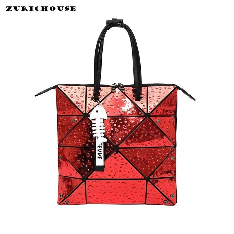 

ZURICHOUSE 2019 Ladies Geometric Bag Shniy Laser Handbags Casual Shopping Purse Chain Shoulder Crossbody Messenger Bags Women