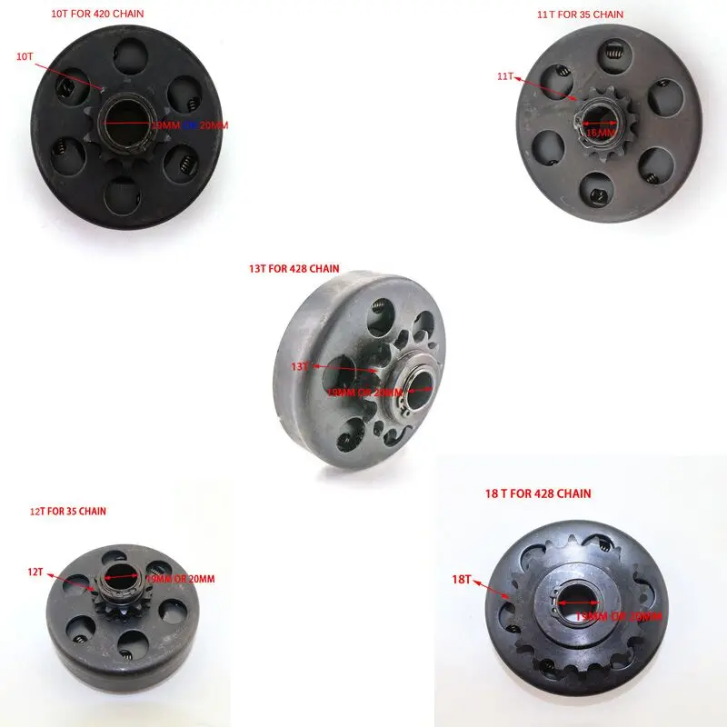 t para 20 mm para 35 t 19 16mm mm Link 420 Ligação 428 Ajuste go Kart Minibike Embreagem Centrífuga Automática 18 13 12 11 10 8 mm mm para 35 link 420 ligação