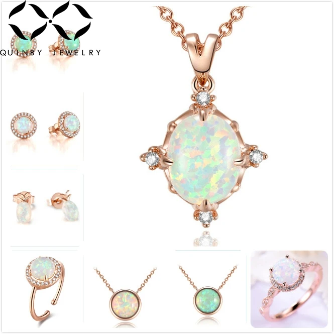 

Quinby Dainty Opal necklace women crystal stone pendant necklace wedding bridal chokers necklace girl mother arty Jewelry Q5