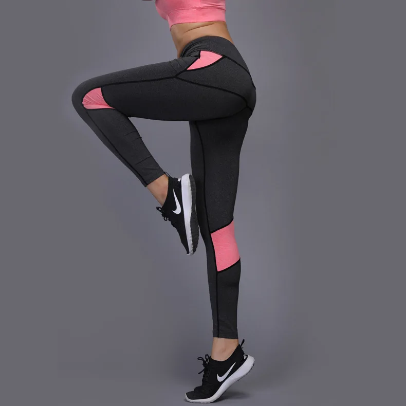 Женские штаны для спортзала, высокая талия, штаны для йоги, пуш-ап, Компрессионные спортивные колготки, брюки для фитнеса, тонкие эластичные, размера плюс, спортивная одежда - Цвет: Розовый
