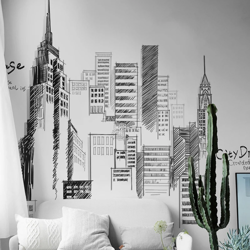 Buy Wall Stickers Black Color Large Tall City