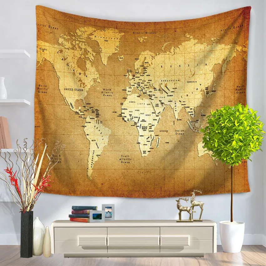 

World Map Print Wall Hangings Tapestry Bohemia Polyester Mandala Tapestry Indian Sheet Bedding Sofa Large Cover