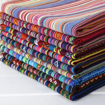

Nation Style ART Fabric Wind Cotton Linen Fabric Stripe Geometric Pattern Scarf Shawl Upholstery Shop Table Pillow Fabric