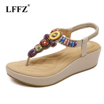 

Lzzf 2018 summer fashion woman women shoes ladies wedges sandals platform open toe peep toe boho boheme beach sandalias big size