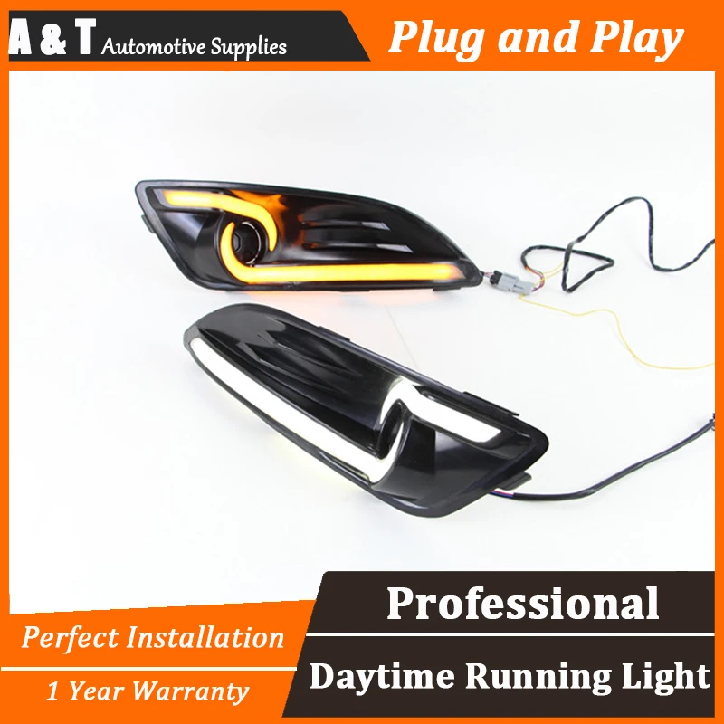 A&T car styling For Ford Fiesta LED DRL For Fiesta led fog lamps daytime running light High brightness guide LED DRL