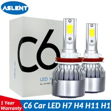 Aslent C6 светодиодный фар автомобиля H7 светодиодный H4 лампы HB2 H1 H3 H11 HB3 9005 HB4 9006 9007 72 Вт 8000lm Авто Противотуманные фары 12V 3000K 8000K