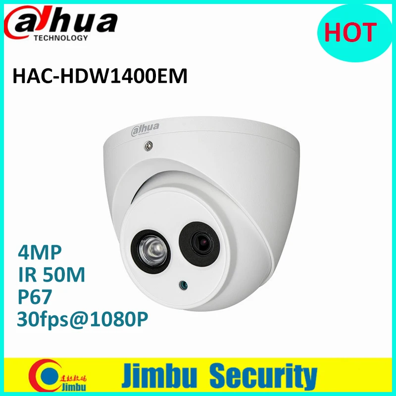 

Dahua camaras HDCVI Dome Camera HAC-HDW1400EM 4MP HD&SD output switchable Smart IR50m IP67 DC12V IR Eyeball security CCTV camera