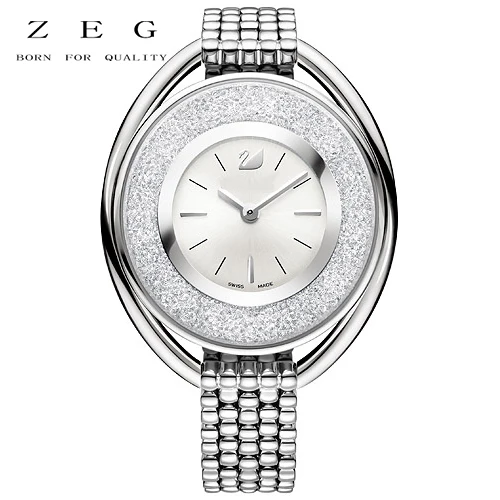 

ZEG High Quality 2018 Latest SWARO Original 1:1 Crystalline Oval Watch Metal Bracelet White Has Logo Women Jewelry FreeMail