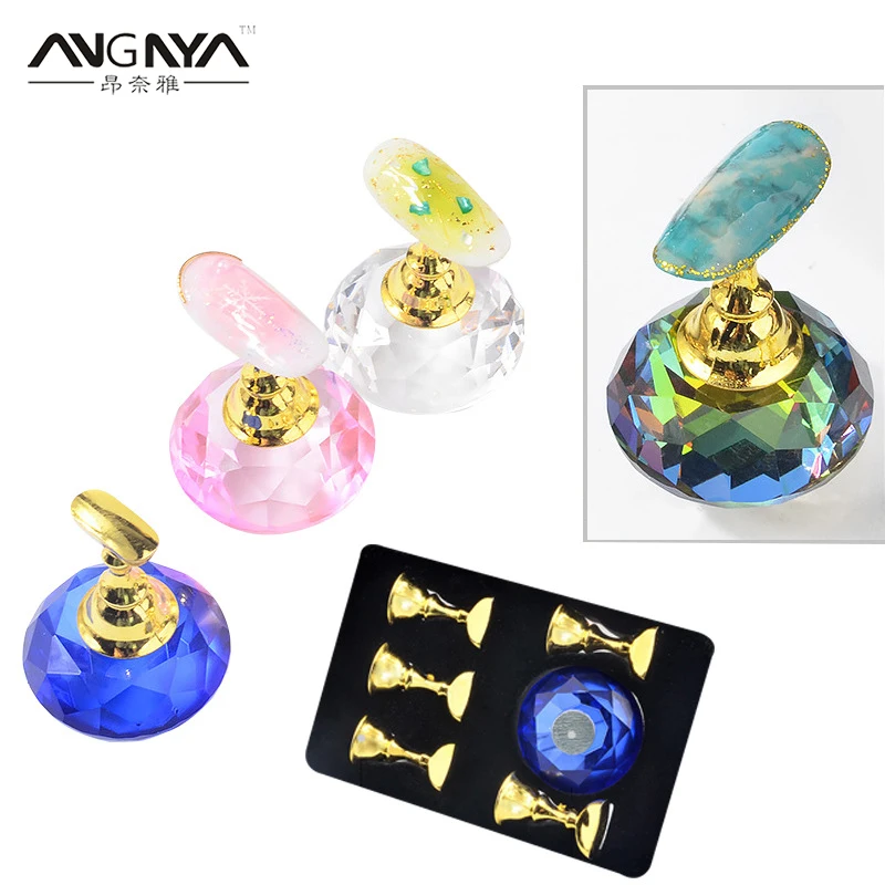 

1 Set Magnetic Nail Holder Practice Display Stand Acrylic Lotus Crystal Holders Alloy False Nail Tip Salon DIY Manicure Tools