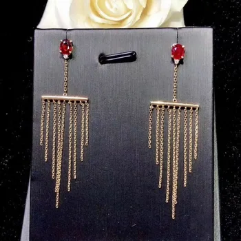

shilovem Natural New Burning Pigeon Blood Ruby Gemstone earrings for Women Real 925 Sterling Silver Fine new gift jce040519agh