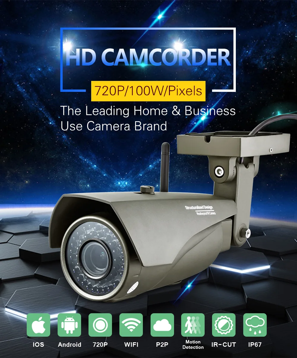 Золотой безопасности 720 P HD Беспроводной IP Камера Ночное видение аудио Запись сеть видеонаблюдения Indoor Камера Видеоняни и радионяни
