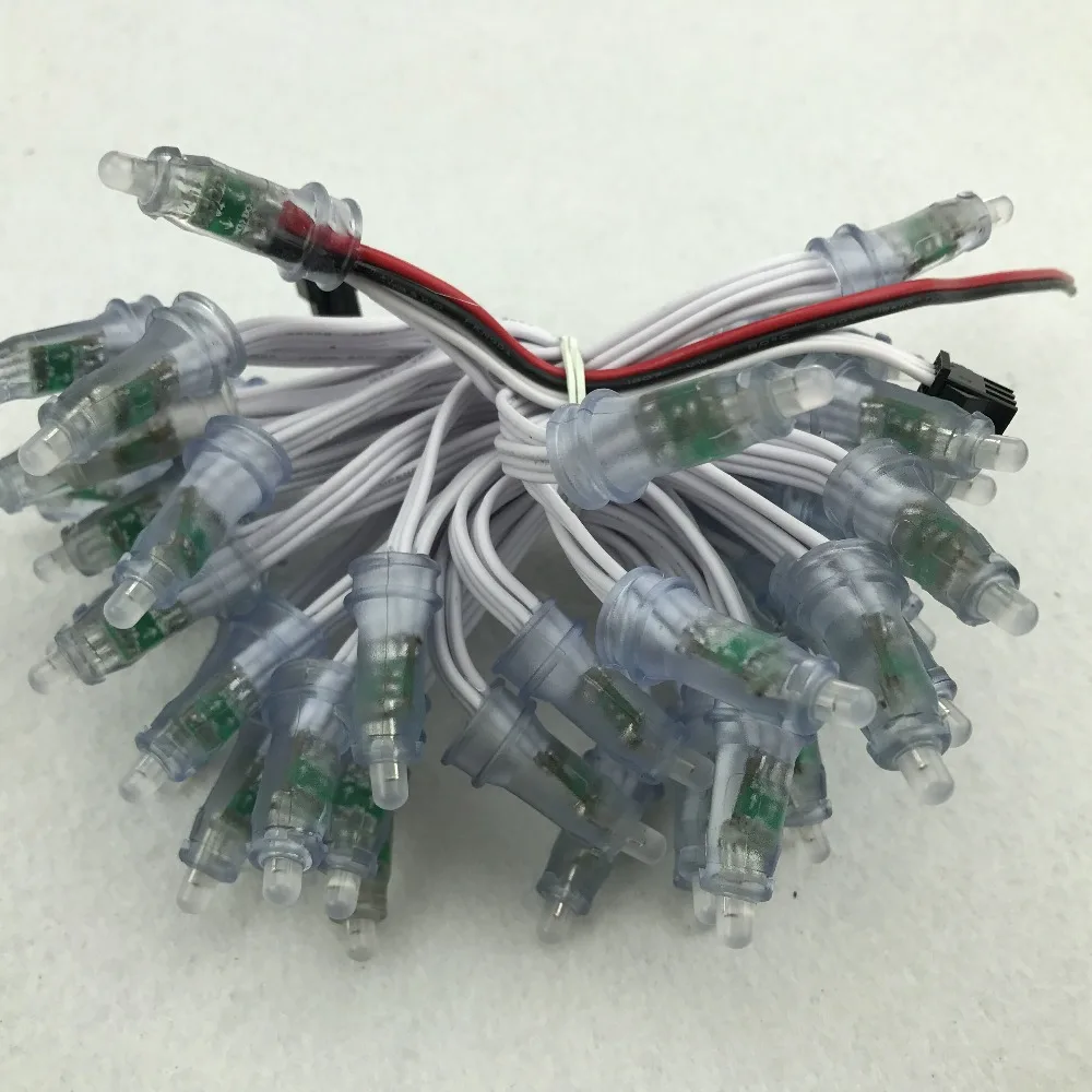 PL9823 F5 5 мм круглая шляпа полный rgb пиксельный узел DC5V вход IP68 50 шт шнур с полностью