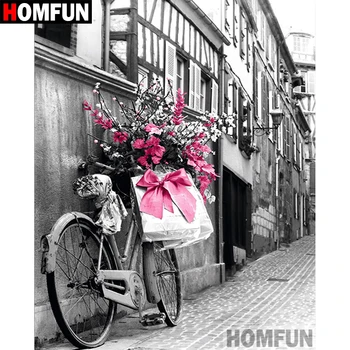 

HOMFUN Full Square/Round Drill 5D DIY Diamond Painting "Bicycle scenery" Embroidery Cross Stitch 5D Home Decor Gift A07610