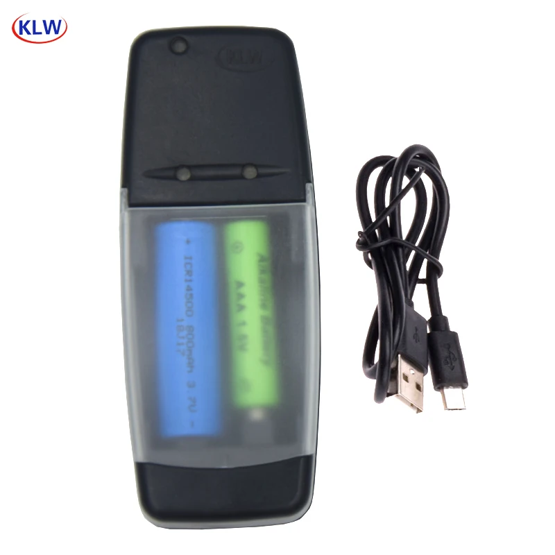 

2 slots Smart USB Battery Charger for Rechargeable AA AAA AAAA 1.5V Alkaline 14500 10440 10340 3.7V Li-ion battery charger