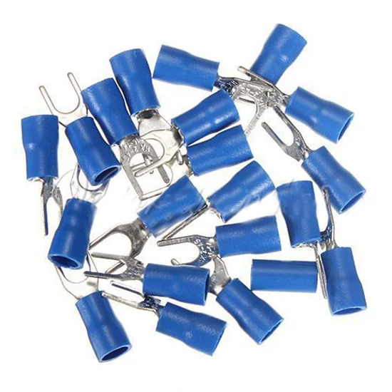 

100pc Insulated Fork Spade Wire Connector Electrical Crimp Terminal 14-16AWG 5mm