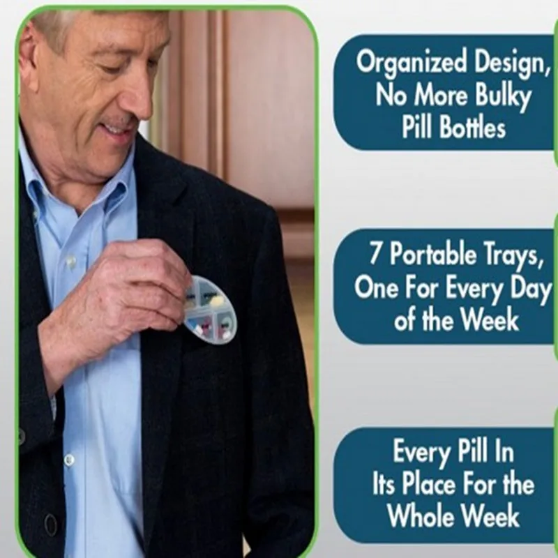 7 Layer Weekly Pill Box 7 Days Travel Portable Pill Case Mini Vitamin Box 4 Grid Drug Storage Medicine Container Tablet Splitter