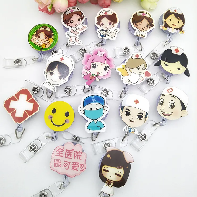 

2pcs Acrylic Nurse Badge Reel Retractable Badge Reel Id Badge Holder Badge Clip