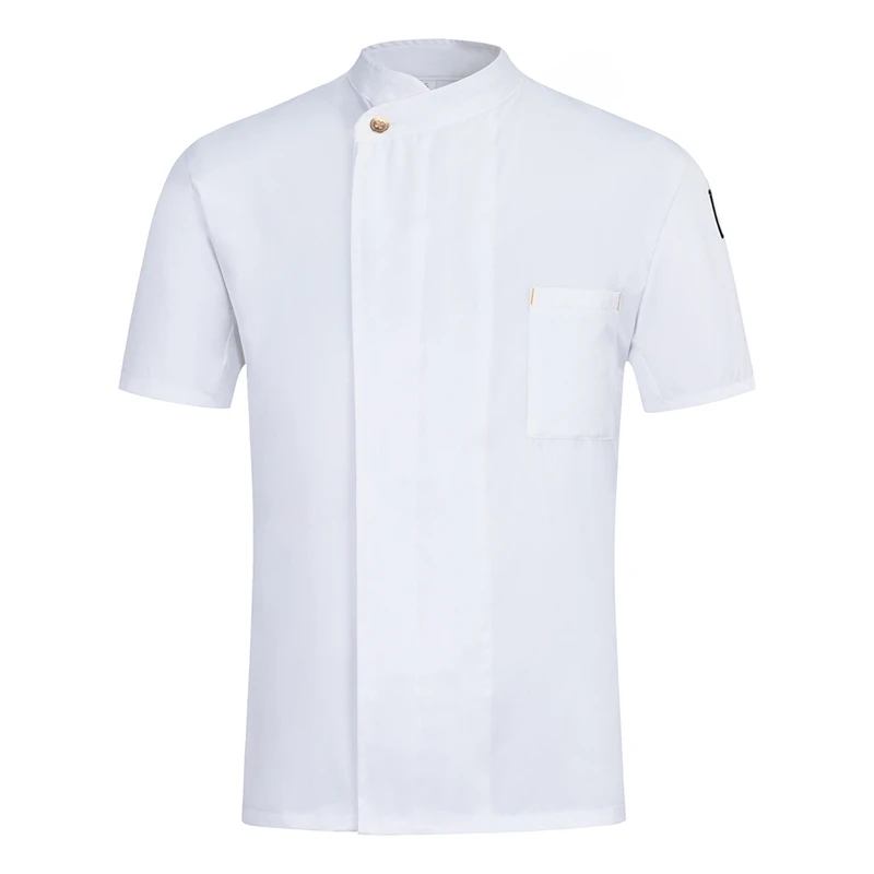 Новая Униформа шеф-повара для приготовления пищи, рабочая одежда, унисекс, пальто шеф-повара, отель Restuarant, рабочая одежда, Униформа с короткими рукавами, дышащая - Цвет: White