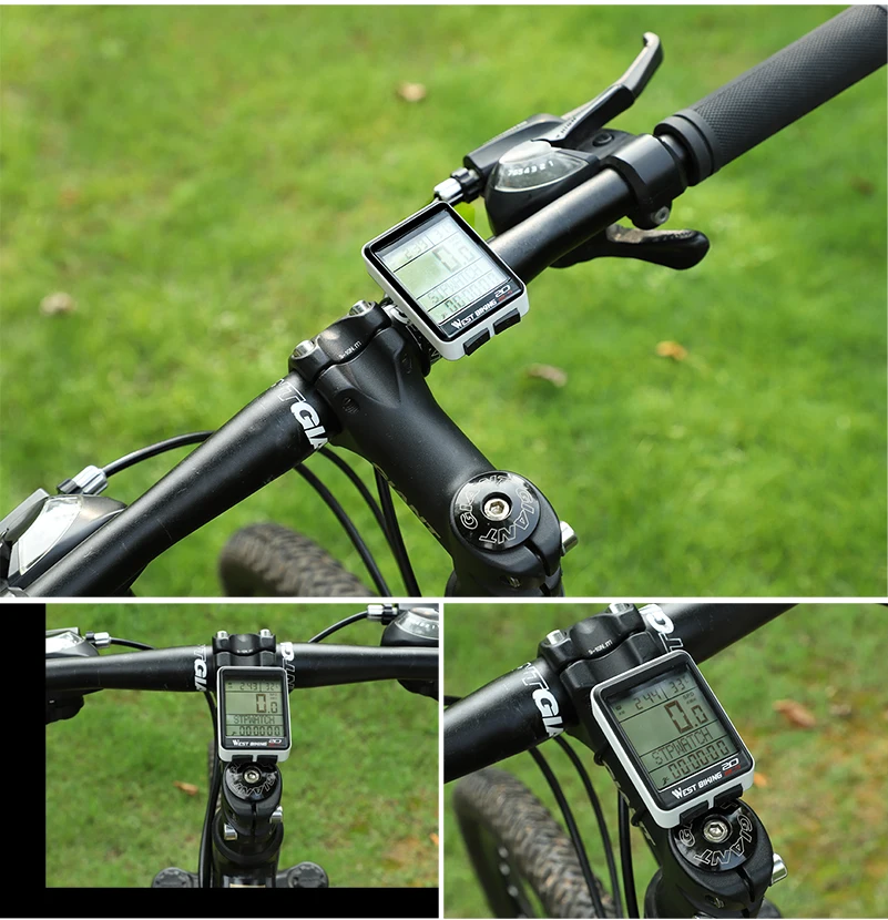 WEST BIKING Waterproof Bike Computer Wireless 5 Language Bicycle Cycling Odometer Stopwatch Speedometer 2.1ins LED Bike Computer