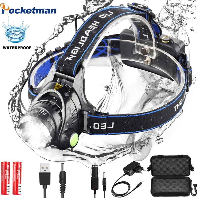 

Headlamps 8000lumen Led Headlamp L2/T6 Zoomable Headlight Head Torch Flashlight Head lamp by 18650 battery for Fishing Camping