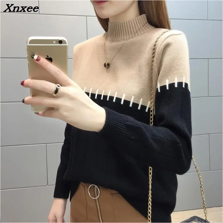 High Quality Women Sweater New Turtleneck Pullover Winter Tops Solid Sweater Autumn Female Sweater Hot Sale Xnxee
